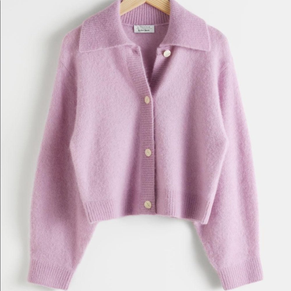 &Other Stories Lilac Wide Collar Cardigan